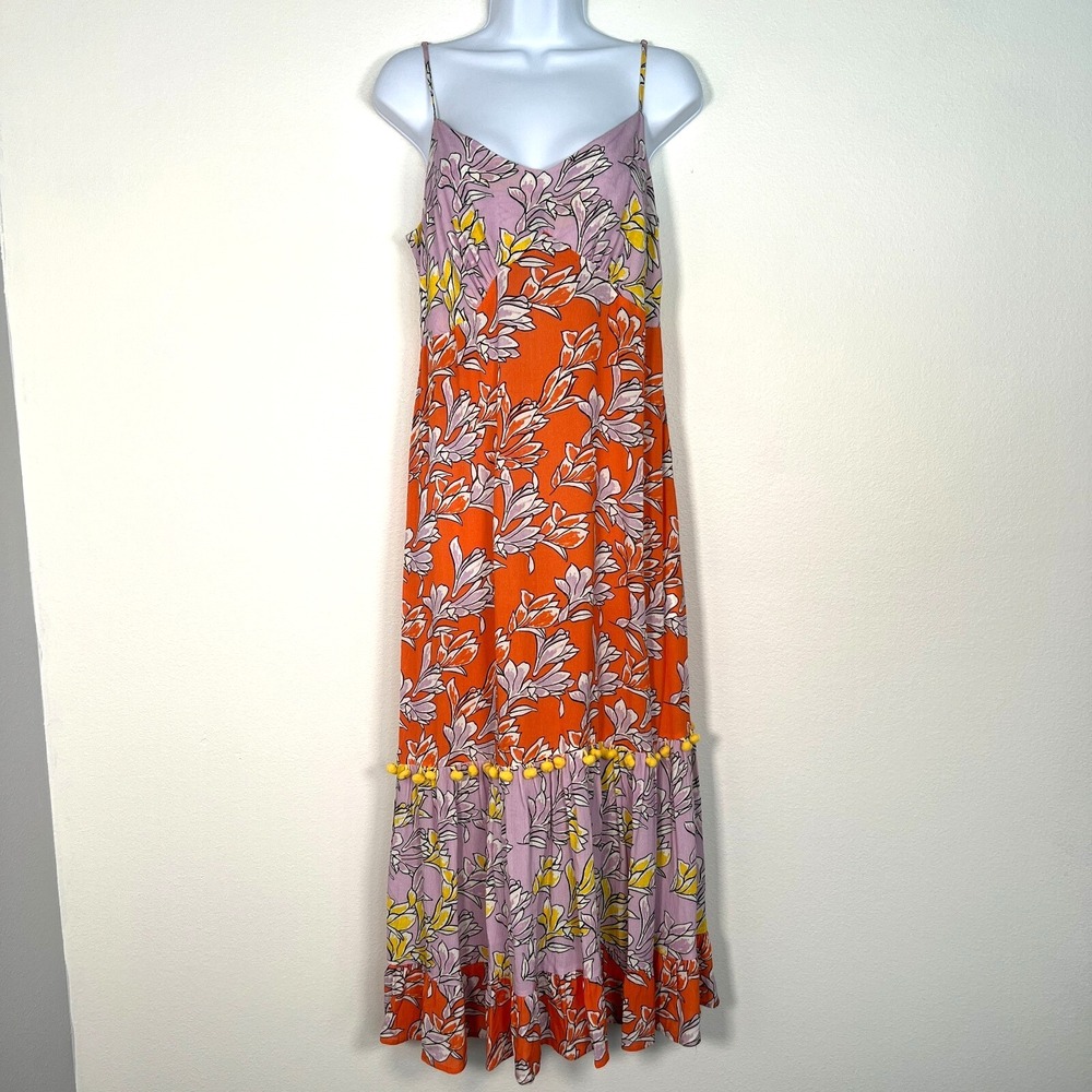 FARM Rio Orange and Lavender Floral Maxi Dress